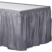 Silver Plastic Table Skirt, 21ft x 29in
